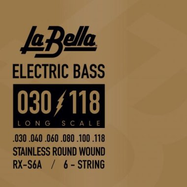 La Bella RX-S6A Stainless-Steel Bass Guitar strings, 6 String (30-118)