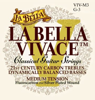 La Bella Vivace Carbon Classical Guitar String MT VIV-M3, .033
