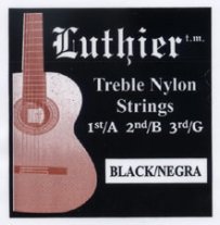 Luthier Black Nylon (Negra) Classical Guitar Strings, Treble Set