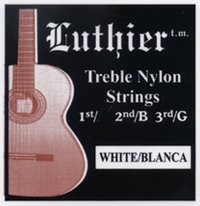 Luthier White Nylon MHT Classical Guitar Strings, Treble Set