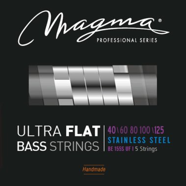 Magma BE155SUF Stainless Steel Ultra Flat 5 String Bass, Light 40-125