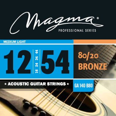 Magma GA140B80 80/20 Bronze Acoustic Strings, Medium 12-54