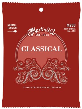 Martin M260 Bronze Wound Ball-End Classical Guitar Strings, Full Set