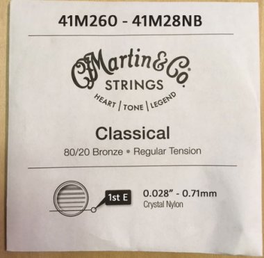 Martin M28NB Nylon Ball-End Classical Guitar String NT, 1st E .028
