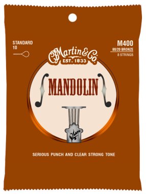 Martin M400 80/20 Bronze Mandolin Strings (10 - 34) Loop End, Full Set