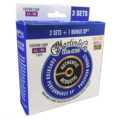 Martin MA535 x3 SP Phosphor Bronze Acoustic Cstm Lt 11-52 3-Pack