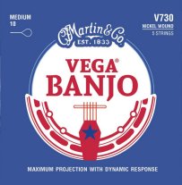 Martin V730 Vega Banjo Strings, 5-String Nickel Wound, Medium, .010