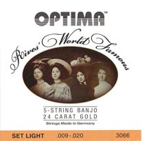 Optima 24 Carat Gold Rives' World Famous 5-String Banjo Strings 9-20