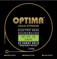 Optima 24K Gold Electric Bass Strings 45-100 Long Scale, Full Set