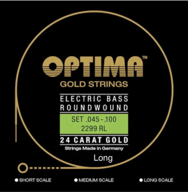 Optima 24K Gold Electric Bass Strings 45-100 Long Scale, Full Set