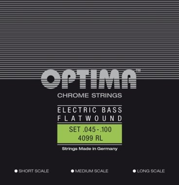Optima Chrome Flatwound Electric Bass (45-100), Long Scale, Full Set