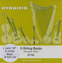Pyramid 524 100 5-String Banjo Strings Nickel with Plain 3rd, Loop End