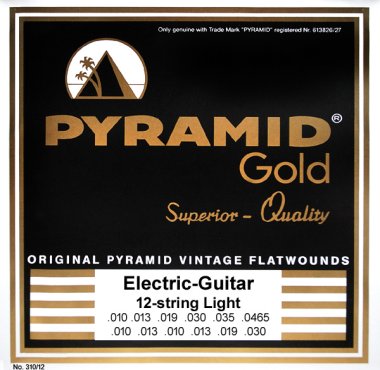 Pyramid Gold Chrome-Nickel Flat Wound 12-String Electric Light 10-465