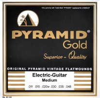 Pyramid Gold Chrome-Nickel Flat Wound Round Core Electric Medium 11-48