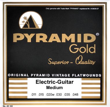 Pyramid Gold Chrome-Nickel Flat Wound Round Core Electric Medium 11-48