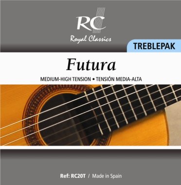 RC Strings RC20T Futura Med-High Tension Classical Guitar Strings, TreblePak