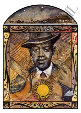 Robert Johnson Note Card by illustrator Glenn Wolff