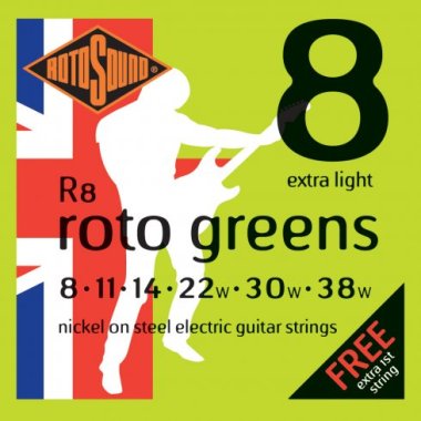 Rotosound R8 Roto Greens Extra Light Electric Guitar Strings 8-38