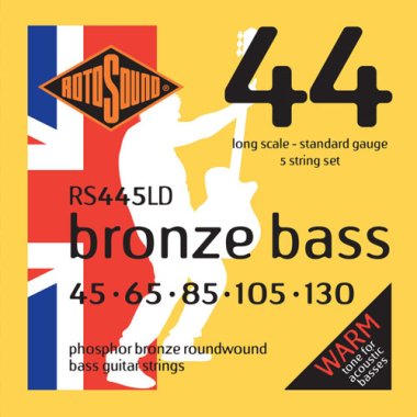 Rotosound RS445LD Phosphor Bronze Roundwound 5-string Bass, 45-130