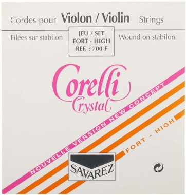 Savarez Corelli New Crystal Violin Set 700FB Forte Ball End, Full Set
