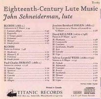 Schneiderman | Eighteenth Century Lute Music CD
