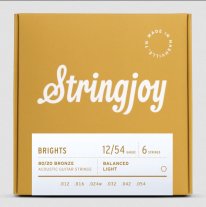 Stringjoy Brights | Light Gauge (12-54) 80/20 Bronze Acoustic Guitar Strings