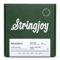 Stringjoy Broadways Heavy Bottom Light Gauge (10-52) Pure Nickel Electric Guitar Strings