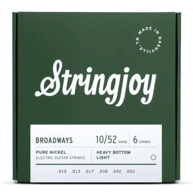 Stringjoy Broadways Heavy Bottom Light Gauge (10-52) Pure Nickel Electric Guitar Strings