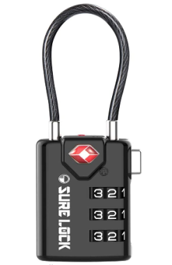 Sure Lock TSA-Accepted Luggage Combination Lock, black