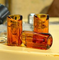 The Rock Slide Moulded Glass Guitar Slide, Amber Medium, One Slide