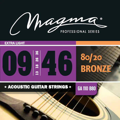 Magma GA110B80 80/20 Bronze Acoustic Strings, Extra Light 9-46