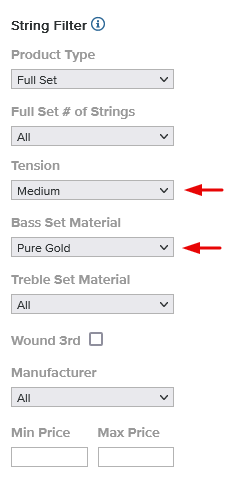 Strings By Mail -Classical String Filter - Full Set Medium Tension Pure Gold