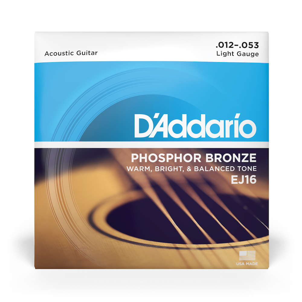D'Addario Phosphor Bronze Acoustic Guitar Strings EJ16 Light 12-53