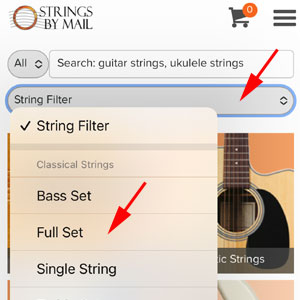 Sitewide Access to the Strings By Mail String Filter on Mobile