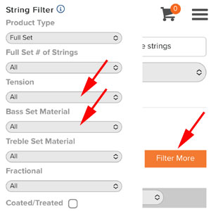 Filter options to the Strings By Mail String Filter on Mobile